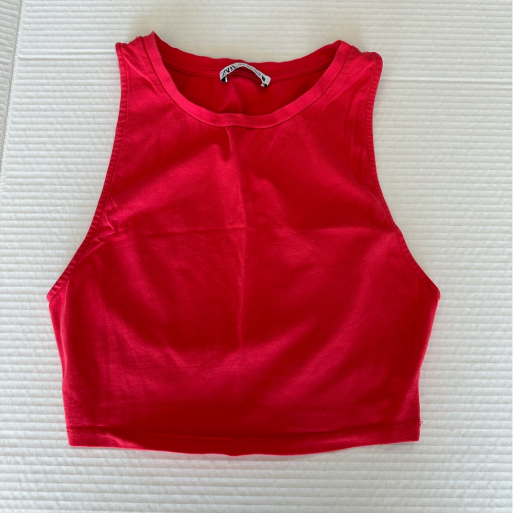 Zara womens halter cropped tank top